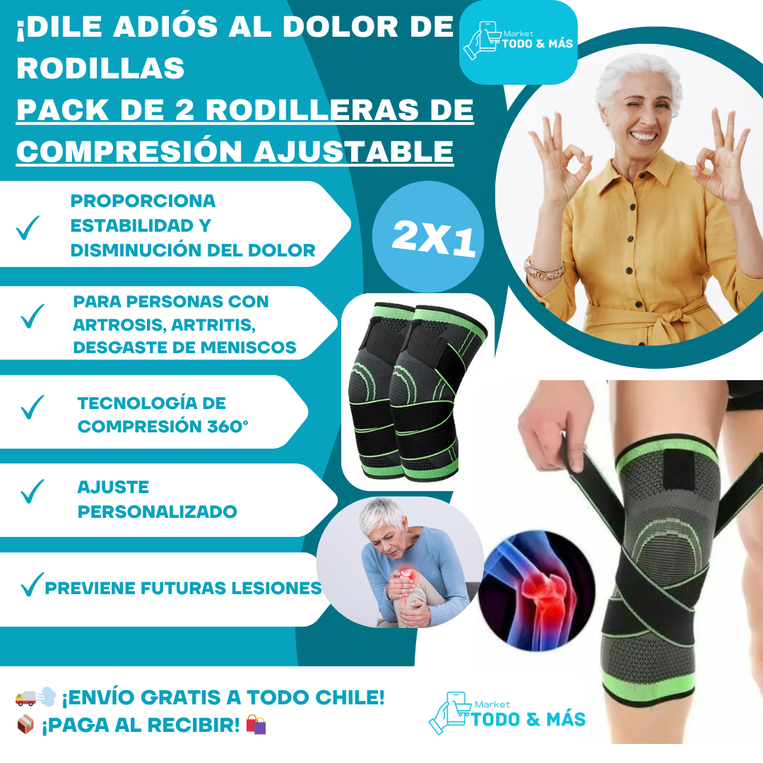 Pack 2 Rodilleras de Compresión Ajustable 🥇¡Los más vendidos de Chile! 🥇🦵🦵