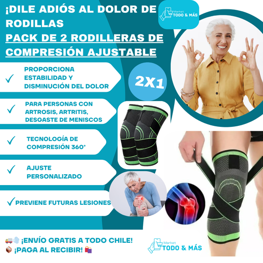 Pack 2 Rodilleras de Compresión Ajustable 🥇¡Los más vendidos de Chile! 🥇🦵🦵